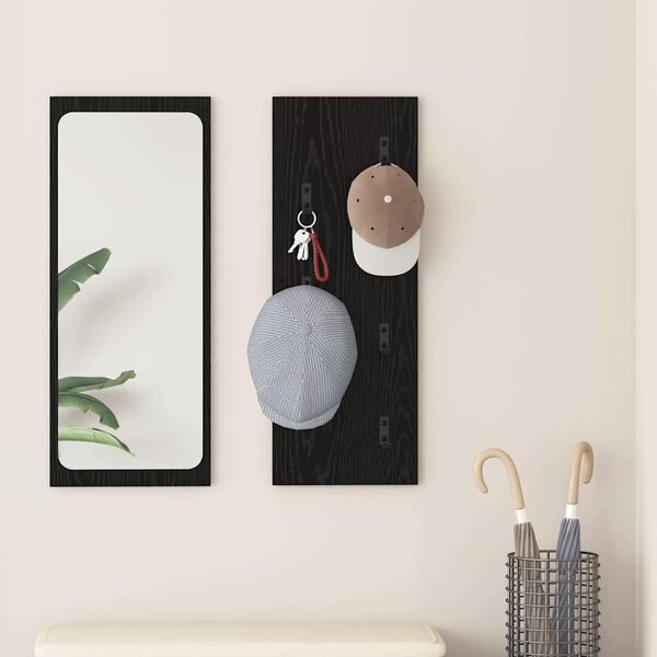 vidaXL Стенен закачалка за палта Черен дъб 30 x 1.5 x 80 см