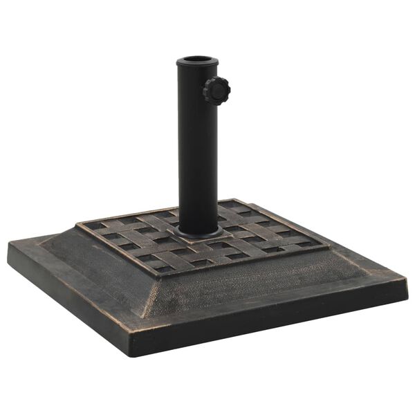 vidaXL Основа за чадър, квадратна, полирезин, 12 кг, бронз