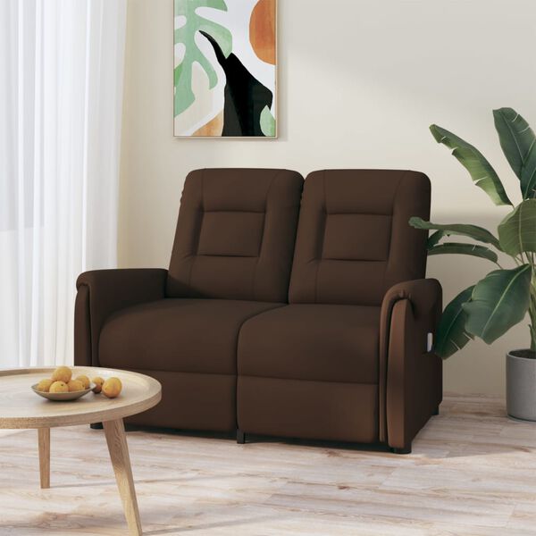 vidaXL 2-местен масажен реклайнер, кафяво, изкуствена кожа