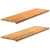vidaXL Прозоречни первази, 2 бр, светлокафяви, 140x40x2 см, дъб масив
