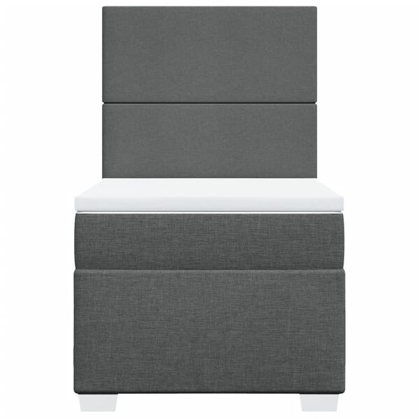 vidaXL Боксспринг легло с матрак, тъмносиво, 100x200 см, плат