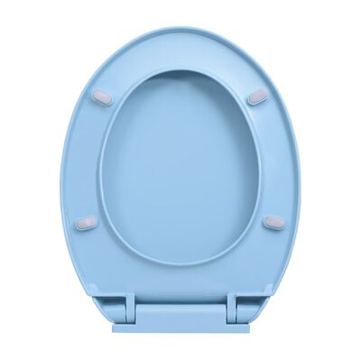 vidaXL Тоалетна седалка с плавно затваряне, синя, овална
