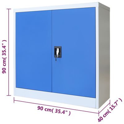 vidaXL Метален офис шкаф, 90x40x90 см, сиво и синьо