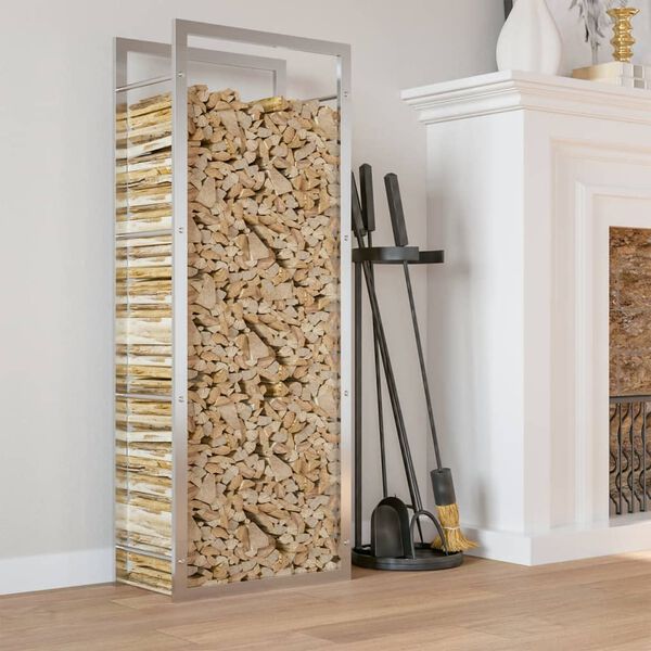 vidaXL Стойка за дърва за огрев, 50x28x132 см, неръждаема стомана