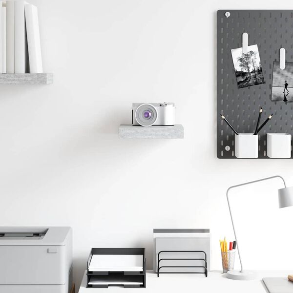 vidaXL Окачен стенен рафт, бетонно сив, 23x23,5x3,8 см, МДФ