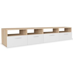 vidaXL ТВ шкафове, 2 бр, инженерно дърво, 95x35x36 см, дъб и бял