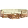 vidaXL Комплект дивани за открито 5 pcs Натурален и Крема