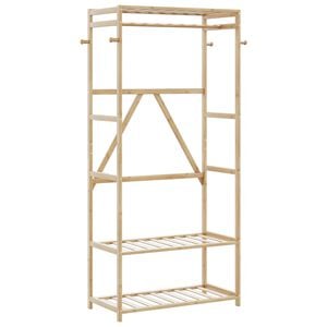 vidaXL Закачалка за дрехи с рафтове 80x40x175 см бамбук