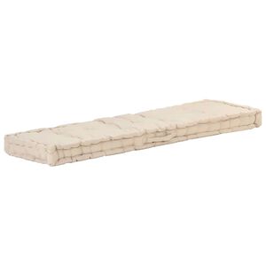 vidaXL Палетна възглавница за под, памук, 120x40x7 см, бежова