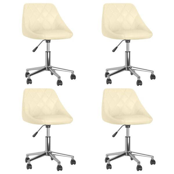 vidaXL Въртящи се трапезни столове, 4 бр, кремави, изкуствена кожа