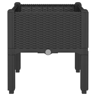 vidaXL Градинска кашпа с крака, черна, 40x40x42 см, PP