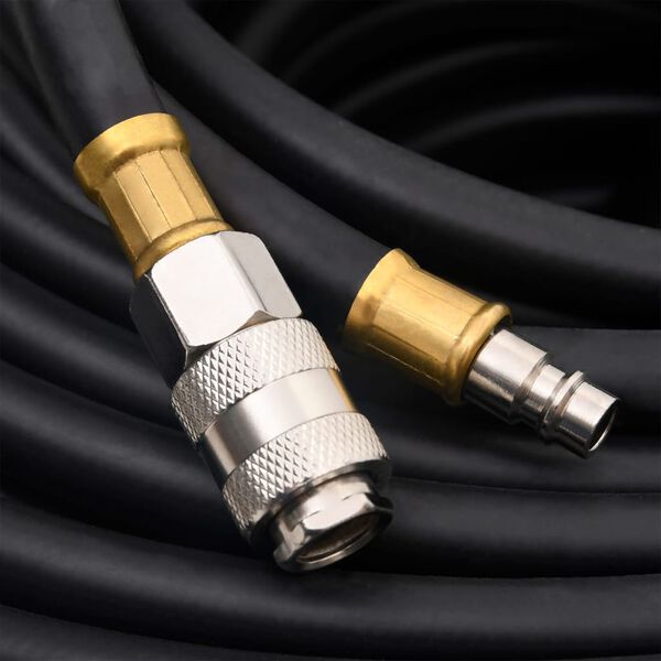 vidaXL Хибриден маркуч за въздух черен 0,6" 50 м гума и PVC