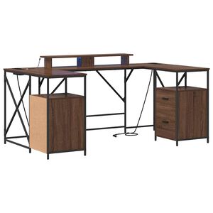 vidaXL Бюро Кафяв дъб Инженерна дървесина 182 x 101 x 87,5 см