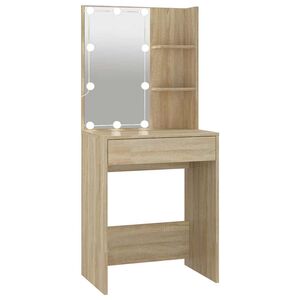 vidaXL Тоалетка с LED, дъб сонома, 60x40x140 см