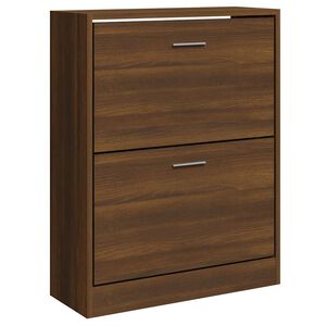 vidaXL Шкаф за обувки, кафяв дъб, 63x24x81 см, инженерно дърво