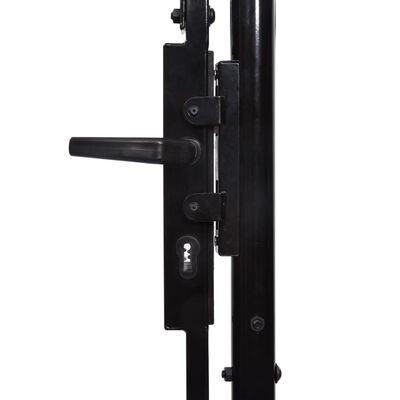 vidaXL Оградна порта една врата с остри върхове стомана 1х1,5 м черна