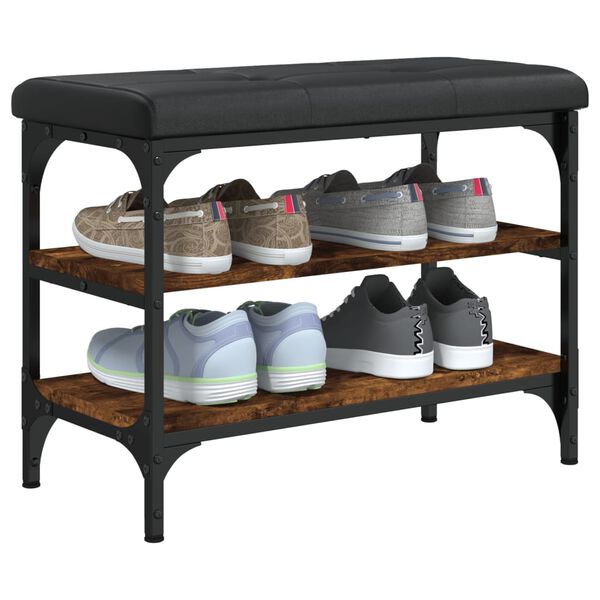 vidaXL Пейка за обувки, опушен дъб, 62x32x47 см, инженерно дърво