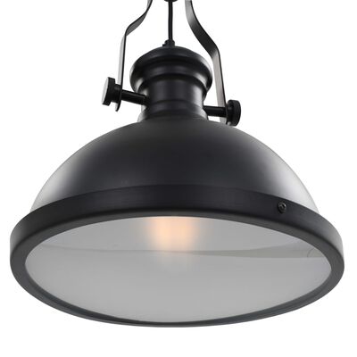 vidaXL Таванна лампа, черна, кръгла, E27