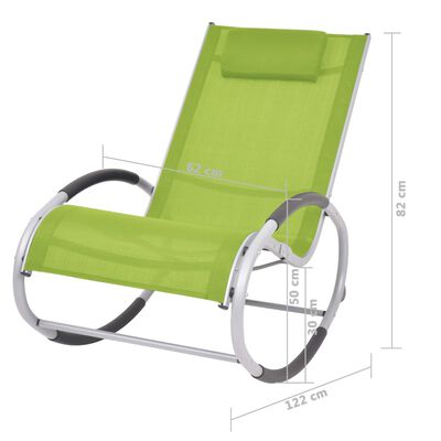 vidaXL Градински люлеещ се стол, зелен, textilene