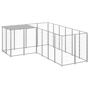 vidaXL Клетка за кучета, сребриста, 4,84 м&sup2;, стомана