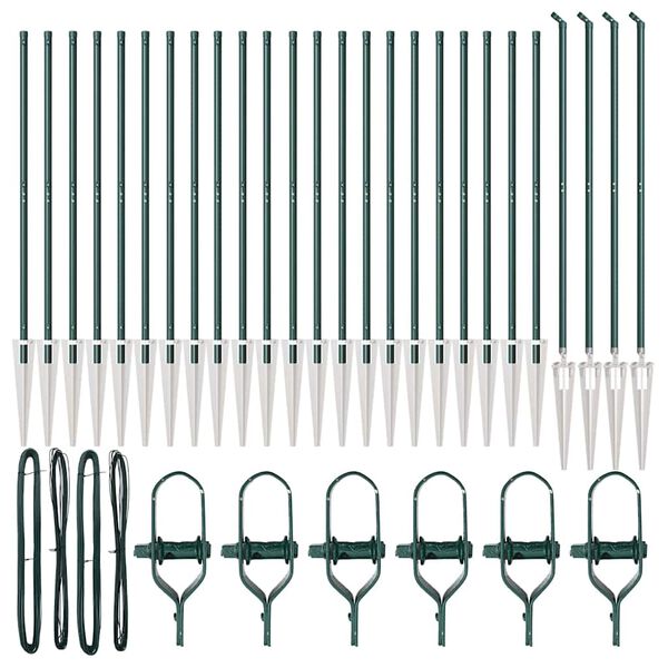 vidaXL Стълб за ограда. Друг 26 pcs Сив 3,2 x 3,2 x 140 см Стомана