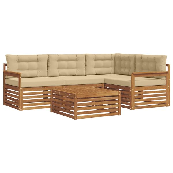 vidaXL Комплект дивани за открито 5 pcs Натурален и Бежов