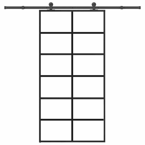 vidaXL Плъзгаща се врата с механизъм 102x205 см ESG стъкло и алуминий