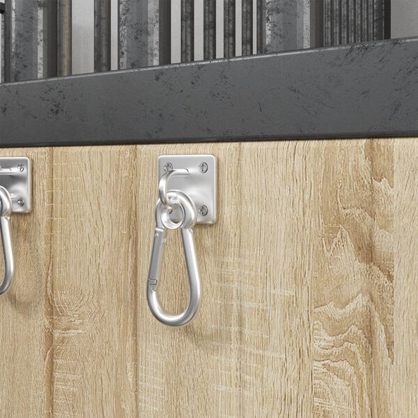 vidaXL Планки с карабини, 3 бр, въртящи се на 360°, сребристи, стомана