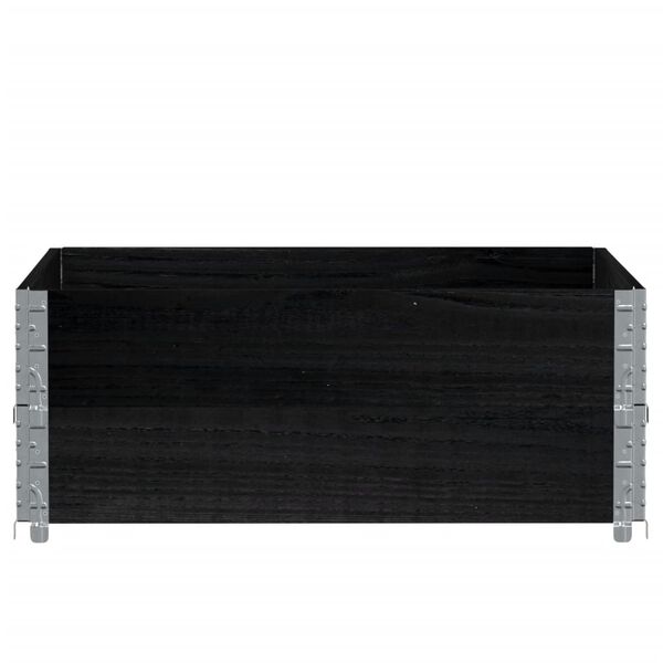 vidaXL Градинска кашпа, черен, 100x100 см, борова дървесина масив