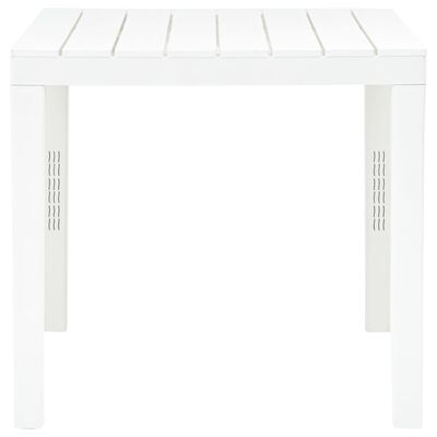 vidaXL Градинска маса с 2 пейки, пластмаса, бяла