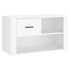 vidaXL Шкаф за обувки, бял, 80x35x45 см, инженерно дърво