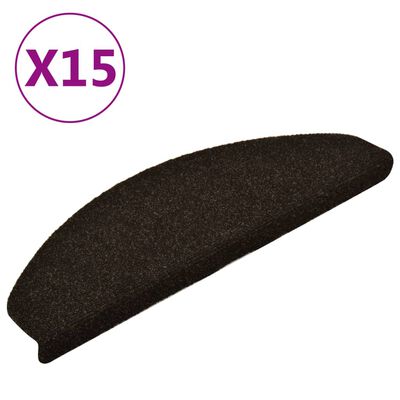 vidaXL Самозалепващи стелки за стъпала, 15 бр, тъмнокафяви, 65x21x4 см