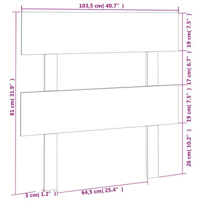 vidaXL Горна табла за легло, черна, 103,5x3x81 см, бор масив