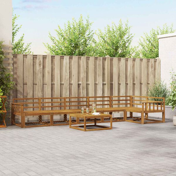 vidaXL Комплект дивани за открито 7 pcs Естествен