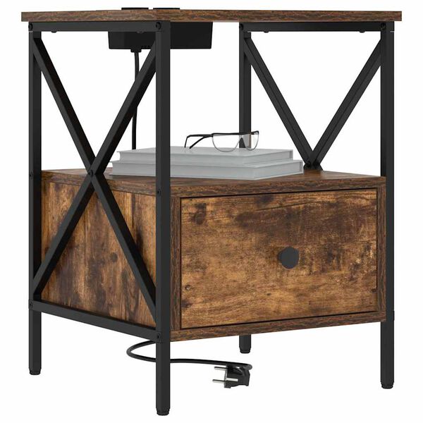 vidaXL Нощен шкаф Димян дъб 41,5 x 40,5 x 55 см Инженерно дърво