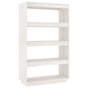 vidaXL Библиотека/разделител за стая, бяла, 80x35x135 см, бор масив