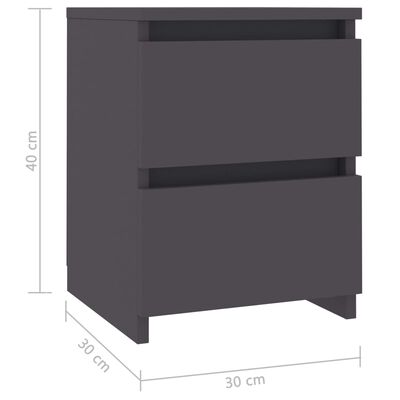 vidaXL Нощни шкафчета, 2 бр, сиви, 30x30x40 см, ПДЧ