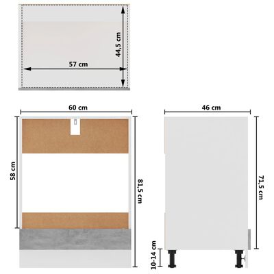 vidaXL Шкаф за фурна, бетонно сив, 60x46x81,5 см, ПДЧ