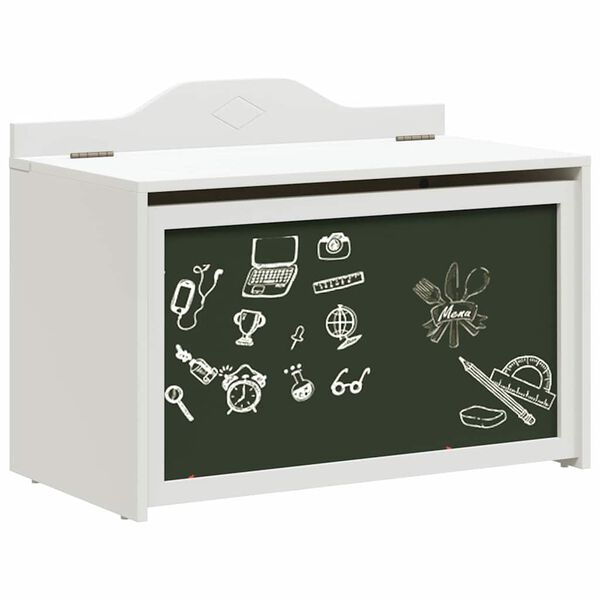 vidaXL Кутия за играчки Бяло 73 x 33 x 55 см Инженерно дърво