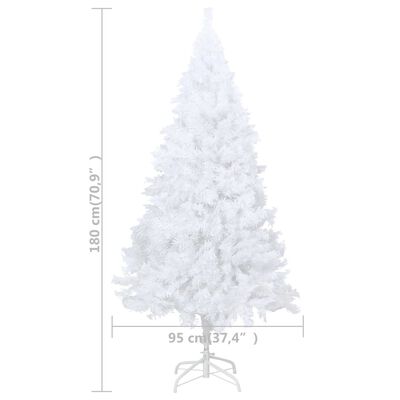 vidaXL Изкуствено коледно дърво с плътни клонки, бяло, 180 см, PVC
