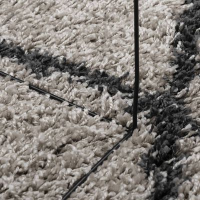 vidaXL Шаги килим с дълъг косъм "PAMPLONA" бежов и антрацит Ø 100 см
