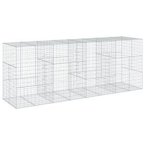 vidaXL Габионна кошница с покритие, 400x100x150 см, поцинковано желязо