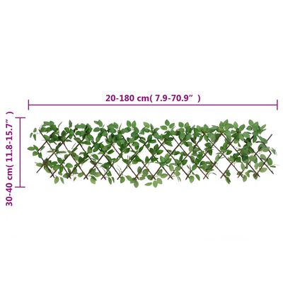 vidaXL Решетка от изкуствен бръшлян разширяема зелена 180x30 см