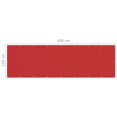 vidaXL Балконски параван, червен, 120x400 см, HDPE
