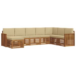 vidaXL Комплект дивани за открито 8 pcs Натурален и Бежов
