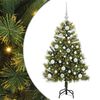vidaXL Изкуствена коледна елха с хингед и шишарки Зелен 120 cm