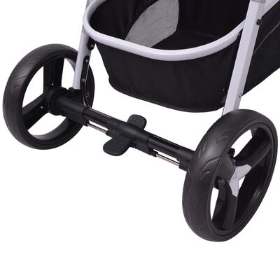 vidaXL Бебешка количка 3-в-1, алуминиева, сиво и черно