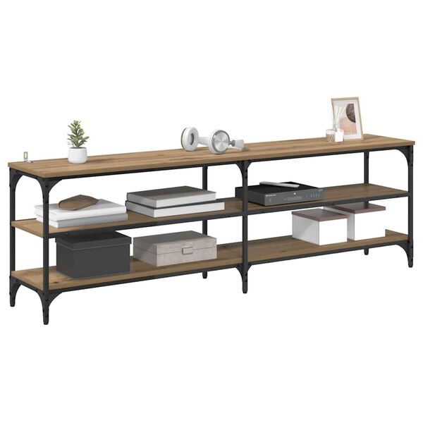 vidaXL ТВ шкаф Дъб 160 x 30 x 50 см Инженерна дървесина и желязо