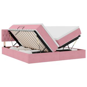 vidaXL LED легло за съхранение с матрак Розово 180 x 200 cm Кадифе