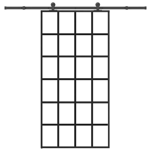 vidaXL Плъзгаща се врата с механизъм 102x205 см ESG стъкло и алуминий